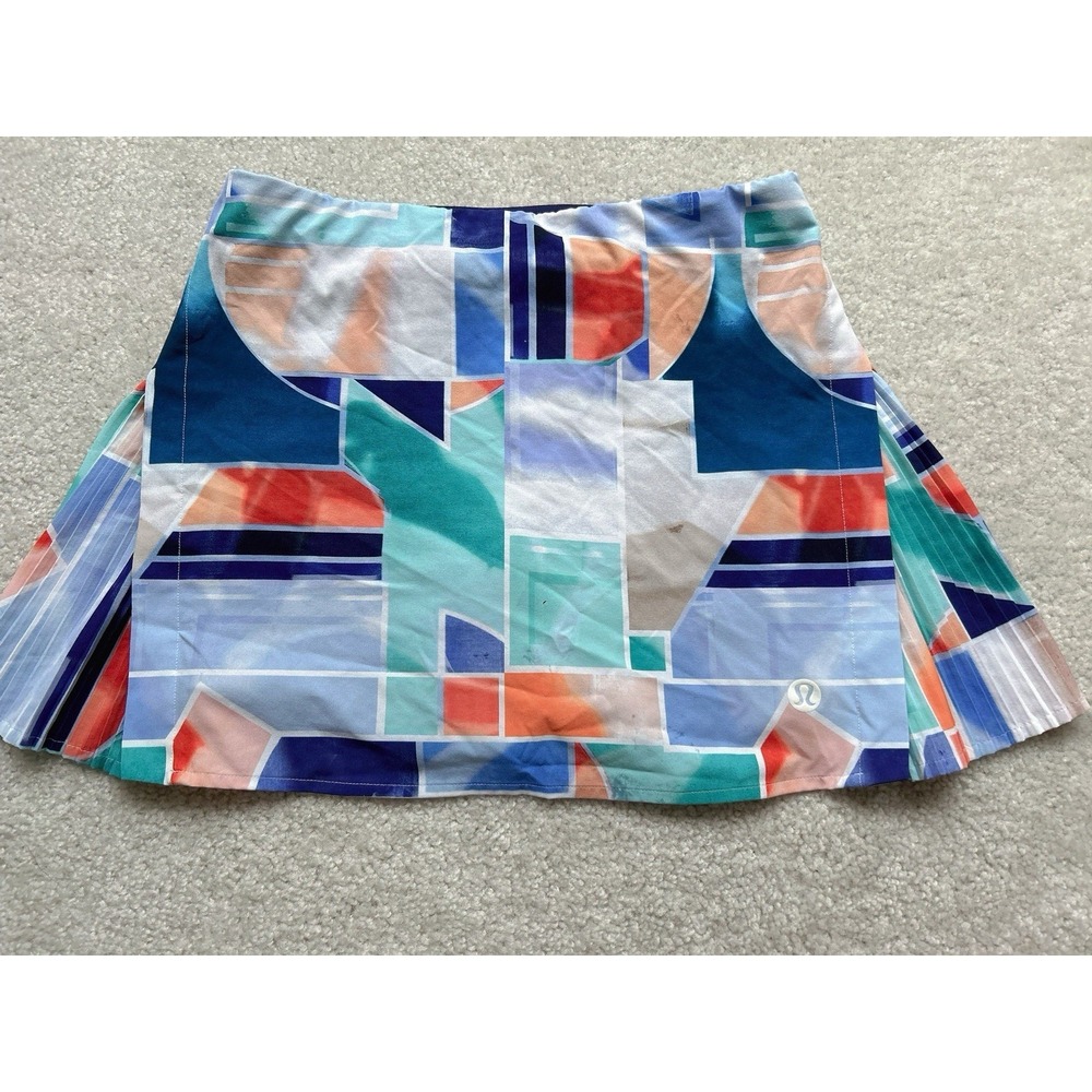 Lululemon Peek Pleat High-Rise Tennis Skirt Shadow Court Multi/Night Sea Size 6 - Picture 5 of 12